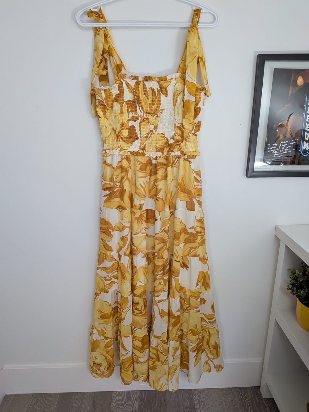 Yellow Floral Midi Dress